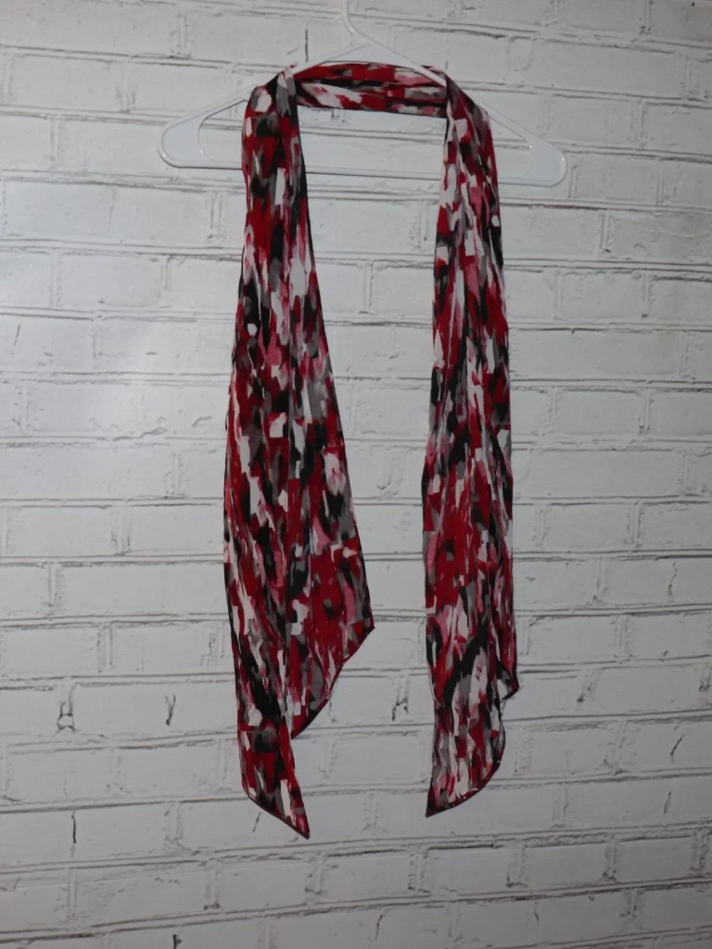 ❤️🖤 Abstract Red/Black/White/Gray Sheer Scarf · 10